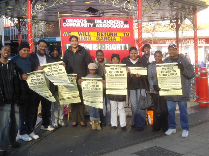 Chagos Islanders campaigning in Crawley last Saturday for today’s picket of the Court of Appeal and next Saturday’s demonstration in Crawley