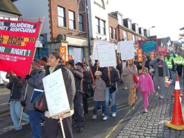 The 400-strong march of Chagos Islanders and supporters marching in Crawley on Saturday  to demand the right to return to their homeland