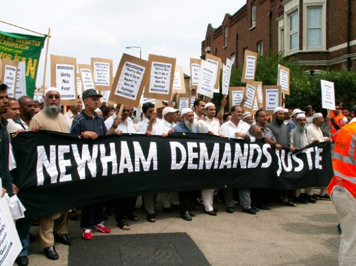 Newham residents demonstrate last June against the police anti-terror raid on their community