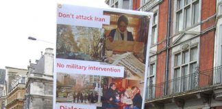 Clear message from one of the 100,000 marchers in London on February 24 demanding no attack on Iran
