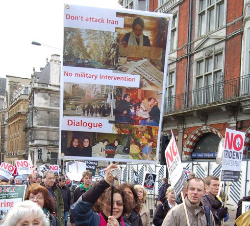 Clear message from one of the 100,000 marchers in London on February 24 demanding no attack on Iran