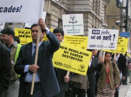 Indian and Commonwealth doctors, earlier victIms of the Labour government’s new NHS regulations. Thousands have lost their jobs and seen their careers destroyed