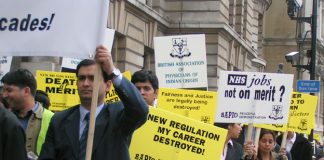 Indian and Commonwealth doctors, earlier victIms of the Labour government’s new NHS regulations. Thousands have lost their jobs and seen their careers destroyed