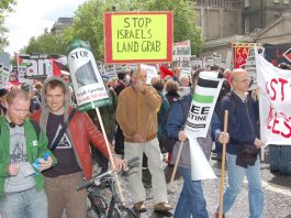 Demonstrator with a clear message marching in London last May