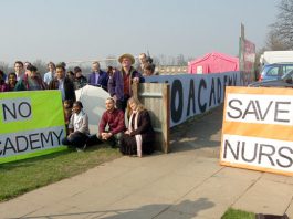 A section of the occupation to defend state education and keep out the privateers