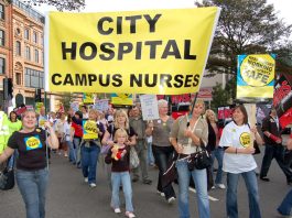 Nurses marching in Nottingham against cuts last September