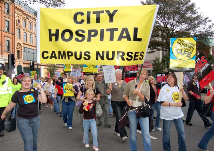 Nurses marching in Nottingham against cuts last September