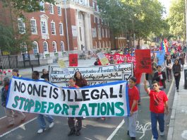 UK ‘Practising Deliberate Policy Of Destitution’ Of Asylum Seekers The front of last October’s march in London for equal rights for migrant workers