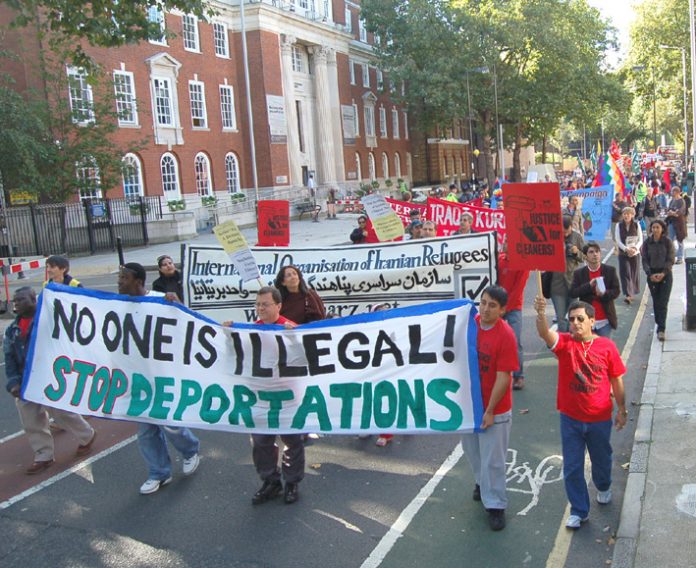 The front of last October’s march in London for equal rights for migrant workers