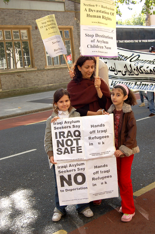 Iraqi family protest against the return of asylum seekers back to Iraq