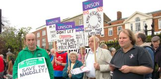 Demonstrators outside the Maudsley Hospital in south London yesterday said there would have to be action to stop the closure of its emergency clinic and the Felix Post Unit day hospital for the elderly