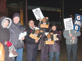 GMB protest outside the launch of the Private Equity Foundation on January 24