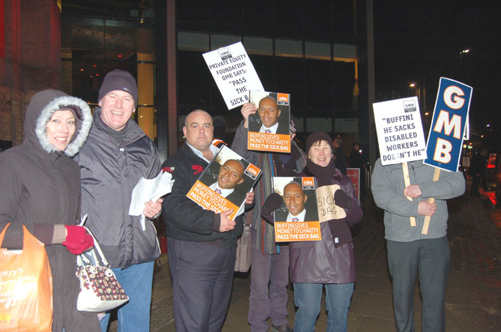GMB protest outside the launch of the Private Equity Foundation on January 24