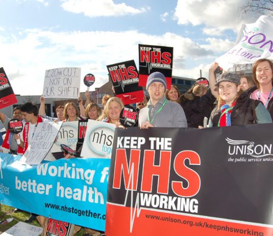 Kingston Hospital UNISON members demonstrate outside the hospital last month against cuts