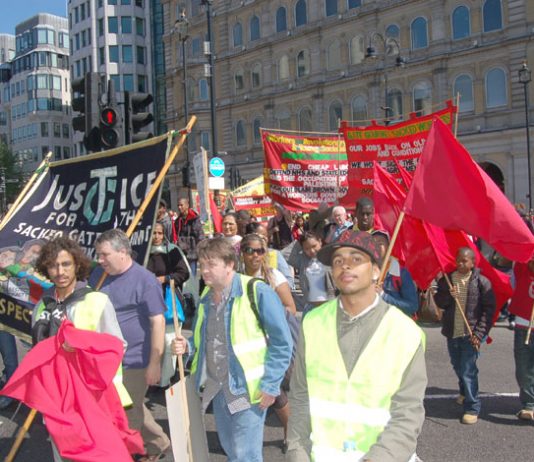 Gate Gourmet sacked workers and Chagos Islanders marching with the WRP contingent on yesterday’s May Day march