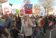 Young and old marching to save Chase Farm Hospital on the NHS Day of Action on March 3rd