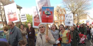 Young and old marching to save Chase Farm Hospital on the NHS Day of Action on March 3rd