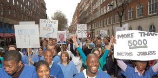 Junior doctors demonstrate against the government’s NHS ‘reforms’