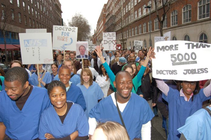 Junior doctors demonstrate against the government’s NHS ‘reforms’