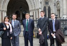 Junior doctors from Remedy UK outside the High Court yesterday before the start of their judicial review over ‘MTAS’