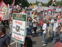 Mass demonstration in London last August  against the Israeli war on Lebanon