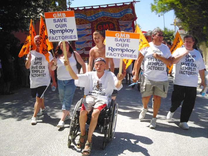 GMB Remploy workers contingent on the Tolpuddle Martyrs anniversary march on July 16th last year