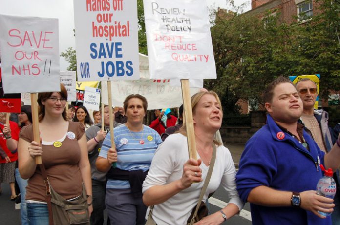 Marchers in Nottingham last September demanding no cuts to NHS services