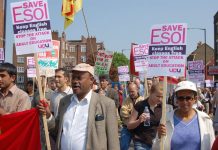 UCU members marching in north east London to stop the attack on adult education