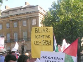 Campaign For A Trade Union Boycott Of Israel Growing Fast Protest outside Downing Street last July against Prime Minister Blair’s support for the Israeli regime