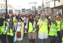 A determined march of 20,000 protestors took place in London last Saturday demanding an end to the occupation of Palestine