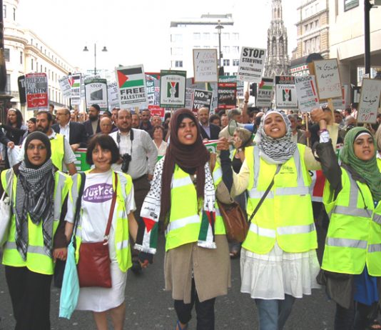 A determined march of 20,000 protestors took place in London last Saturday demanding an end to the occupation of Palestine