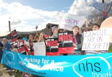 UNISON members and supporters at Kingston Hospital held a lively demonstration on the NHS Together Day of Action in March this year