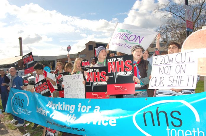 UNISON members and supporters at Kingston Hospital held a lively demonstration on the NHS Together Day of Action in March this year