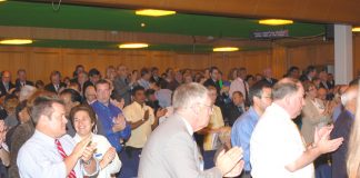 BMA delegates at their Annual Representative Meeting applaud BMA acting chairman Everington after his address yesterday