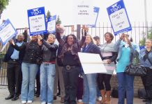 Striking school meals staff at Haggerston school were supported by teachers and pupils who refused to cross their picket line yesterday