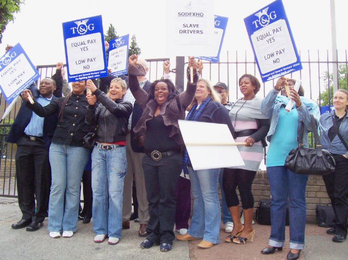 Striking school meals staff at Haggerston school were supported by teachers and pupils who refused to cross their picket line yesterday