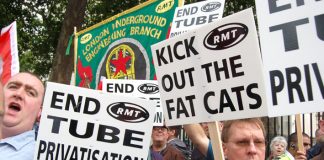 ‘End Tube Privatisation’, ‘Kick Out The Fat Cats’ were the demands of angry RMT members