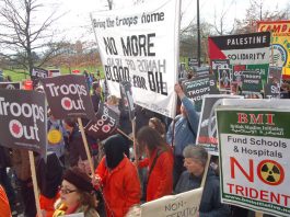 Marchers in London on February 24th demanding the withdrawal of British troops from Iraq
