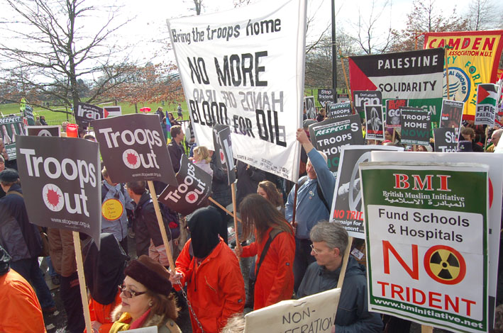 Marchers in London on February 24th demanding the withdrawal of British troops from Iraq