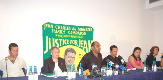 Relatives of Jean Charles de Menezes and lawyers for his family holding a press conference at the TUC in London yesterday