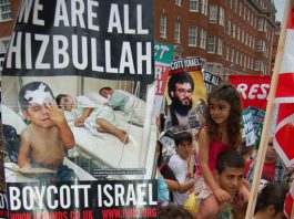 ENGAGE WITH HAMAS – MPs urge Brown government Demonstrators in London in July 2006 during the Israeli bombing of Lebanon show their support for Hezbollah