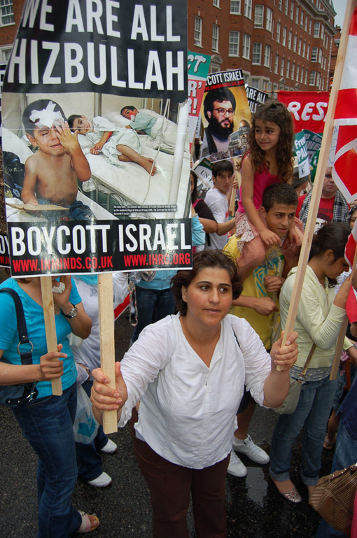Demonstrators in London in July 2006 during the Israeli bombing of Lebanon show their support for Hezbollah