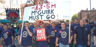 Firefighters from all over Britain marched through Merseyside almost a year ago against massive cuts to the fire service in the region. They warned cuts cost lives