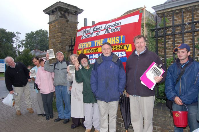 A determined picket outside Chase Farm hospital yesterday as anger mounts at the proposed closure of the A&E and maternity departments