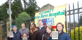NE London Council of Action picket outside Chase Farm hospital last Tuesday against the threat to close the maternity unit
