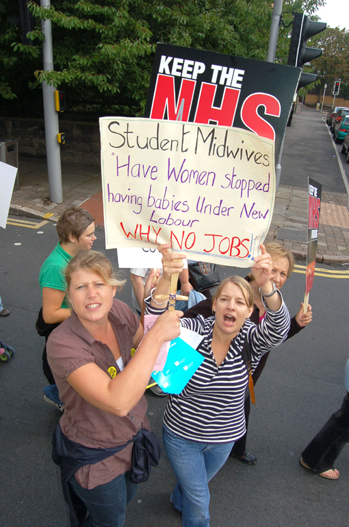 Student midwives with a clear message marching in Nottingham last September