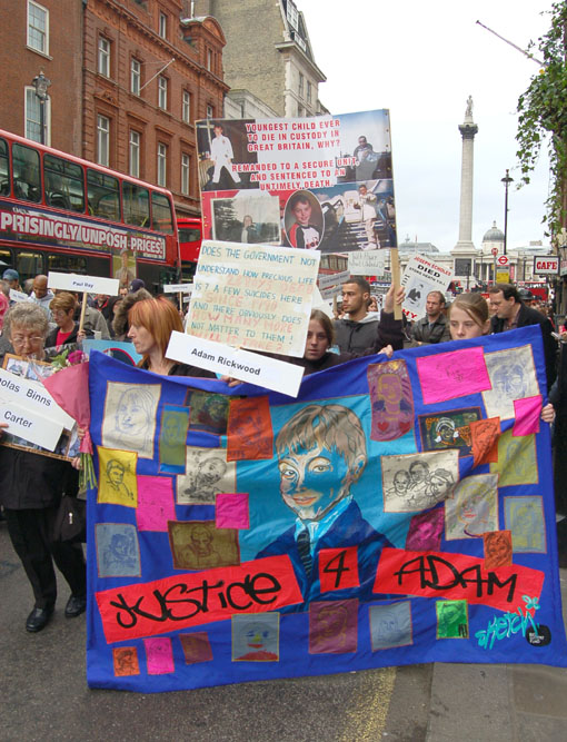 The United Families and Friends Campaign marching to Downing Street last October to protest over deaths in police and prison custody, including Adam Rickwood and Gareth Myatt