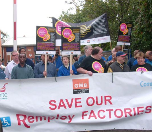 Remploy workers and supporters campaigning in Brixton yesterday
