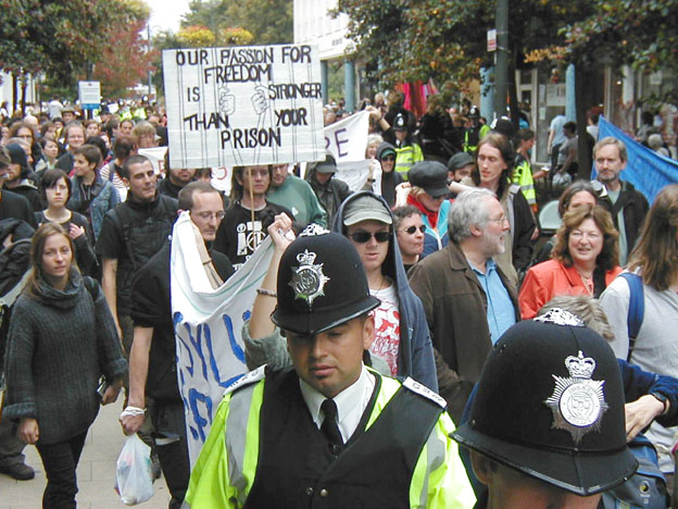 A section of last Saturday’s determined march against plans for a new immigration detention centre at Gatwick