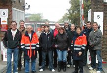 Striking postal workers’ picket at the Crawley Delivery Office yesterday morning
